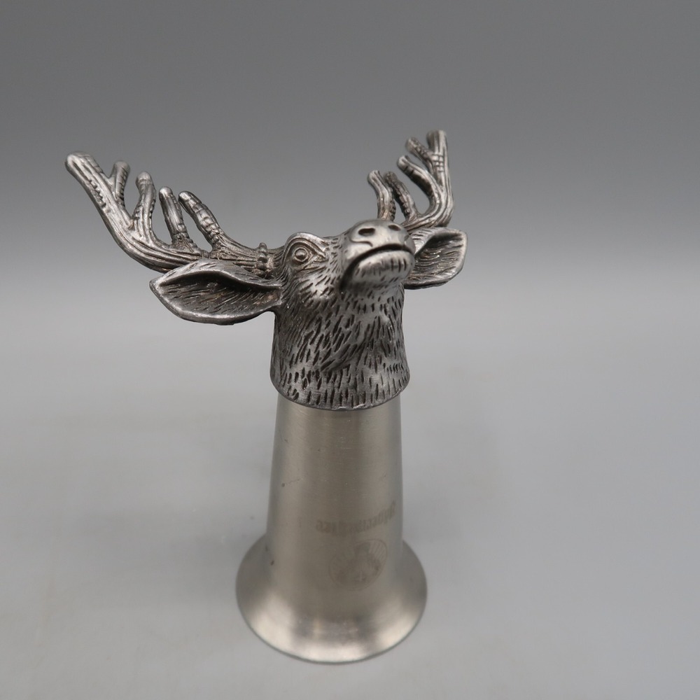Jagermeister Buck Elk Stag Pewter Metal Shot Glass 3.5"T Barware Liquor